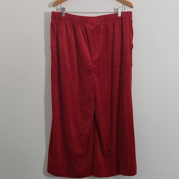 NWOT Woman Within Red Velour Wide Leg Cropped Pants Women's Size 18 / 20 L - Picture 4 of 7